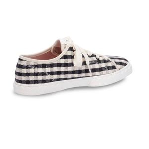 Kate Spade New York Vale Gingham Black and Cream Lace Up Sneakers